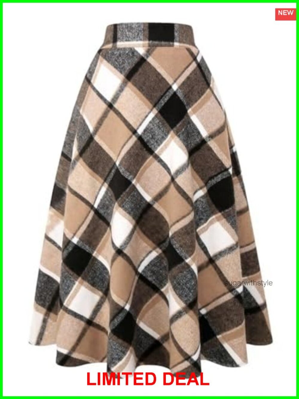 Womens Plaid Wool A-Line Pleated Tartan Long Skirt